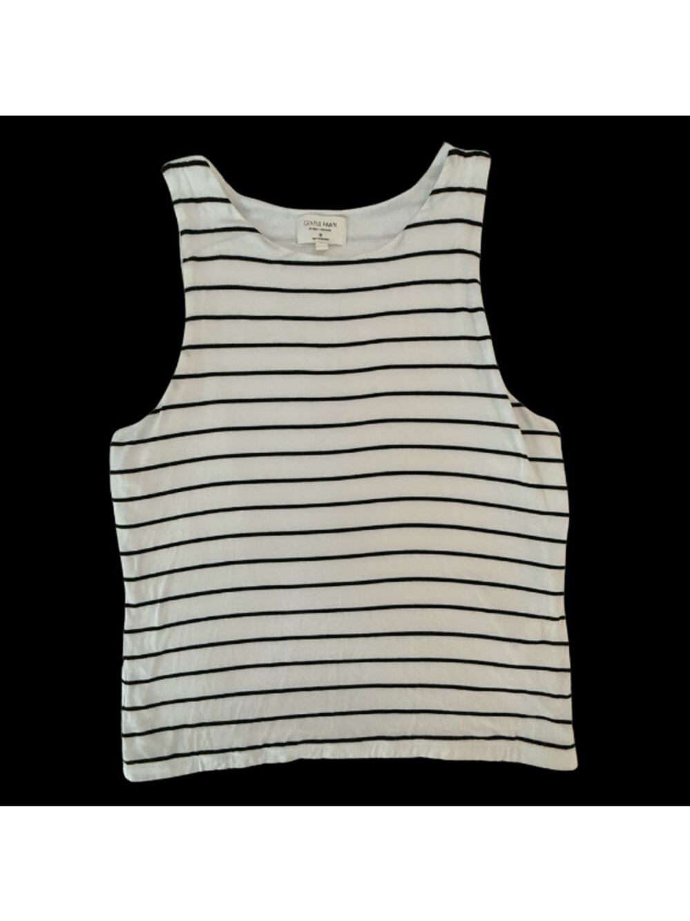 Gentle Fawn Eton Striped Tank Top Black White Rayon Soft Stretch Size Medium
